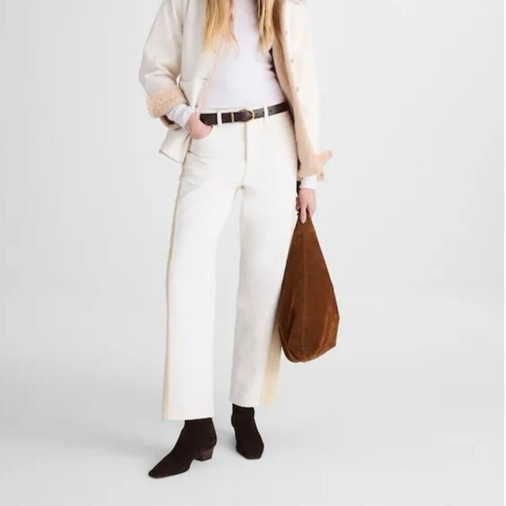 NWT Madewell Pieced Barrel-Leg Contrasting Corduroy Jeans Vintage Canvas Size 33